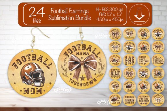Football Earrings Bundle: Graphics for Crafts