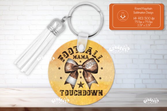 Football Mama Round Keychain Graphics for Crafts