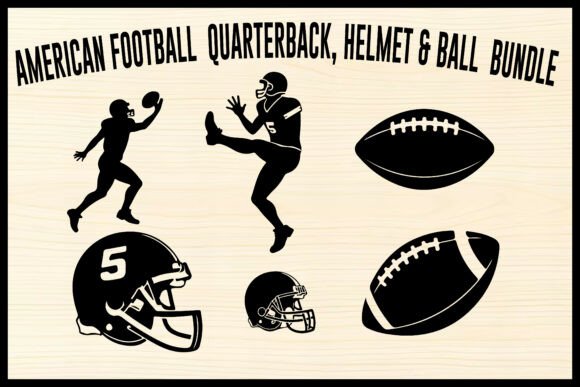 Football Player Helmet Ball Bundle Graphics for Crafts