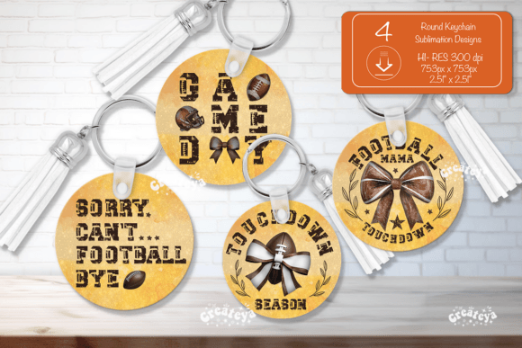 Football Round Keychain Sport Design PNG for Crafts & Graphics