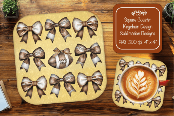 Football Square Coaster PNG Football Bow Graphics