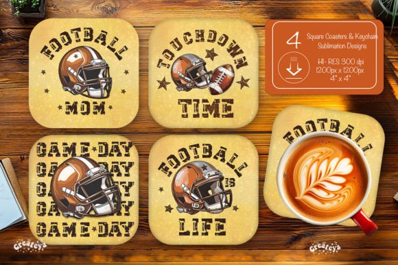 Football Square Coaster PNG Graphics for Crafts