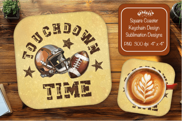 Football Square Coaster PNG Touchdown: Graphics for Crafts & Local Branding