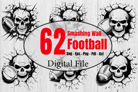 Smashing Wall Football SVG Bundle for Crafts & Graphics