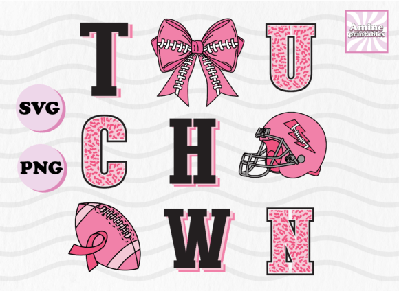 Touchdown Breast Cancer Football Bow SVG
