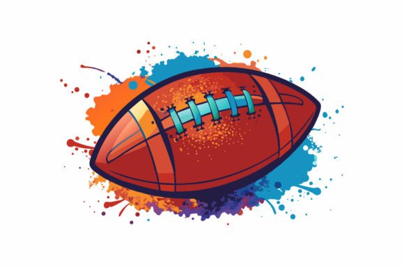 Watercolor American Football Sport Ball Graphics